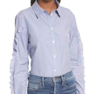 Tibi Ruffle Button Down Shirt